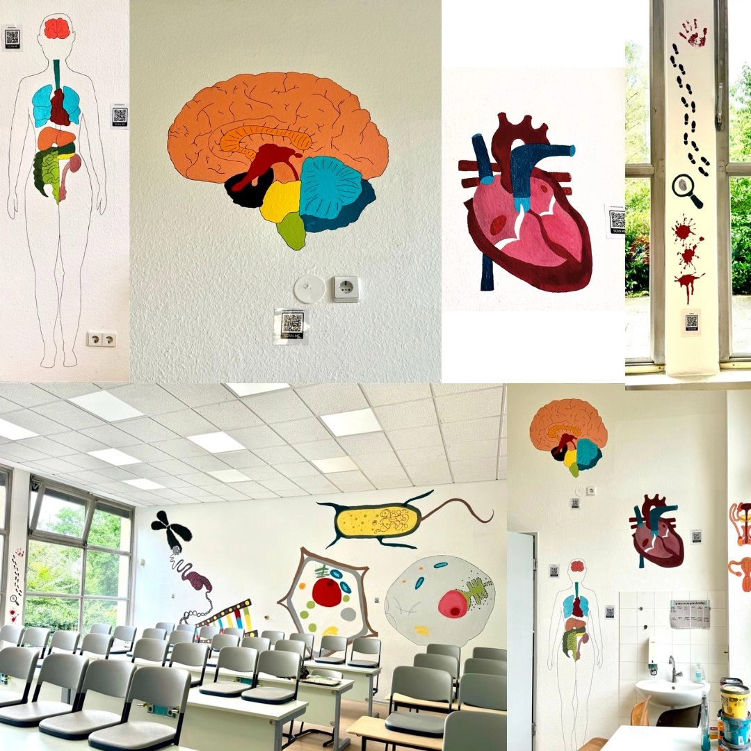bemalte Wände zu verschiedenen Bio Themen
